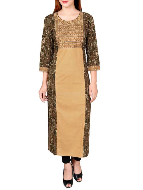 multi colored cotton straight kurta - 14545966 - Very Small Image - 1