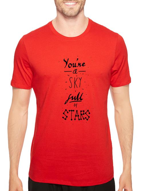 red cotton front print t-shirt - 14546354 - Standard Image - 1