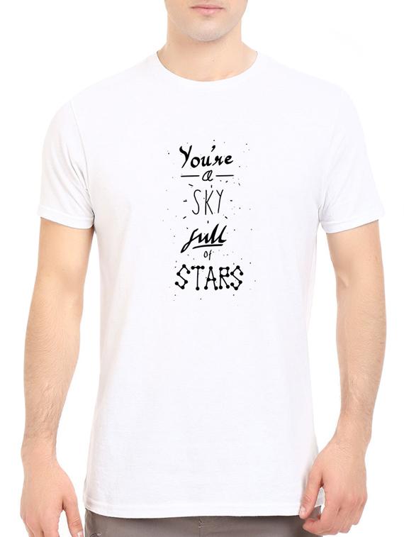 white cotton chest print tshirt - 14546356 - Zoom Image - 1