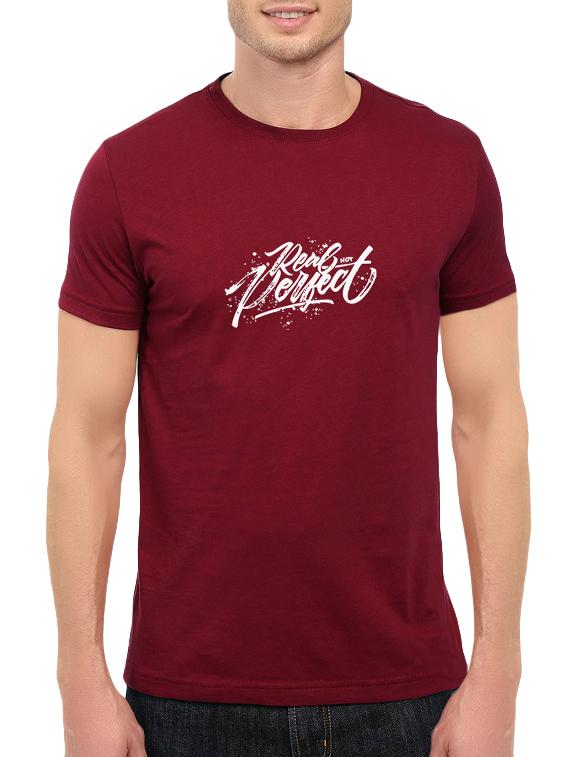 maroon cotton chest print tshirt - 14546361 - Zoom Image - 1