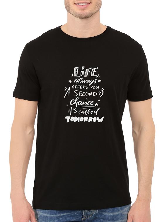 black cotton chest print tshirt - 14546379 - Zoom Image - 1