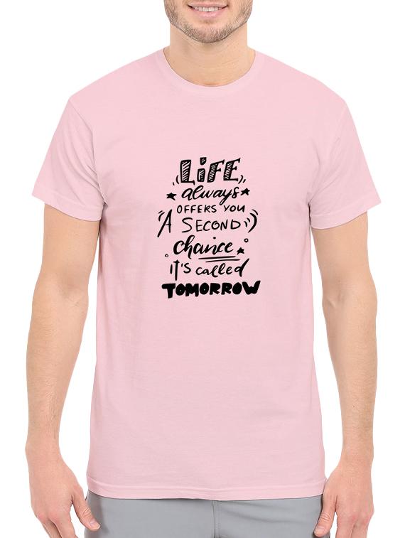 pink cotton chest print tshirt - 14546383 - Zoom Image - 1