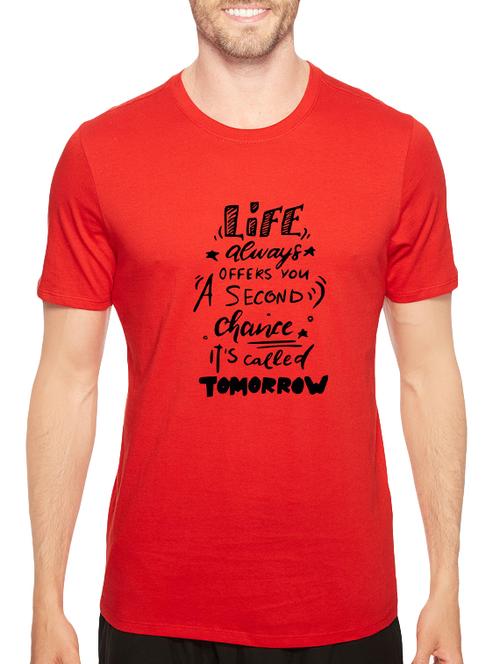 red cotton front print t-shirt - 14546384 - Standard Image - 1