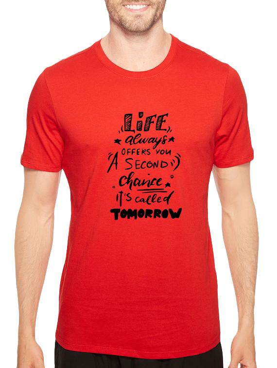 red cotton front print t-shirt - 14546384 - Zoom Image - 1