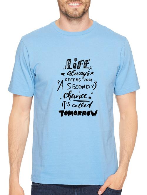 blue cotton front print t-shirt - 14546385 - Standard Image - 1