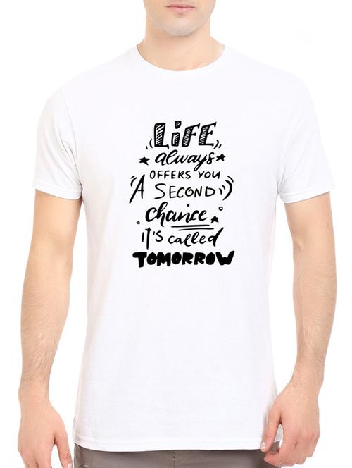 white cotton front print t-shirt - 14546386 - Standard Image - 1