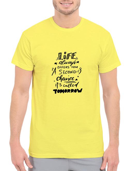 yellow cotton chest print tshirt - 14546387 - Standard Image - 1