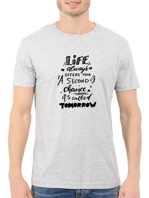 grey cotton chest print tshirt - 14546388 - Standard Image - 1