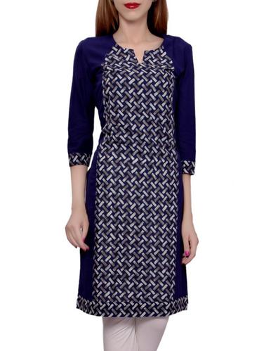 blue cotton straight kurta - 14546404 - Very Small Image - 1