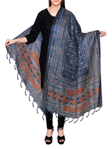 grey poly silk bandhani dupatta - 14546466 - Very Small Image - 1