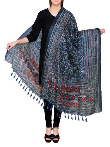 grey poly silk bandhani dupatta - 14546468 - Very Small Image - 1