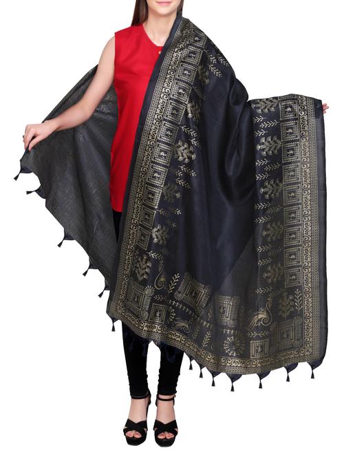 grey poly silk printed dupatta - 14546474 - Very Small Image - 1
