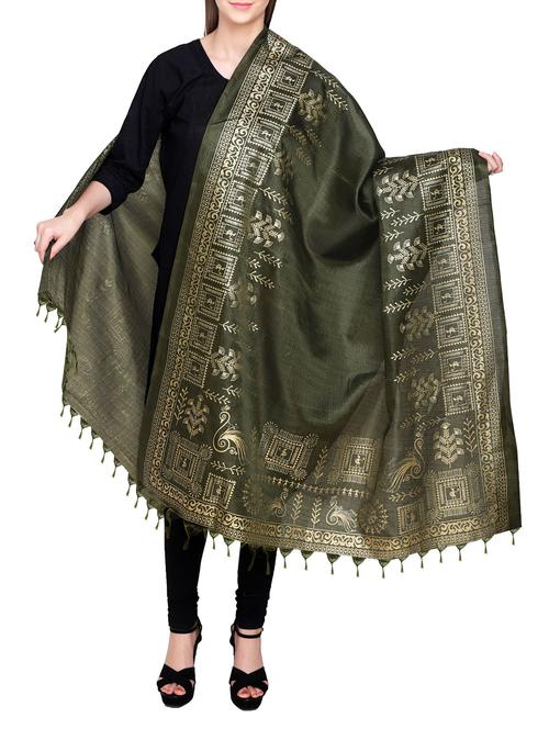 green poly silk printed dupatta - 14546477 - Very Small Image - 1