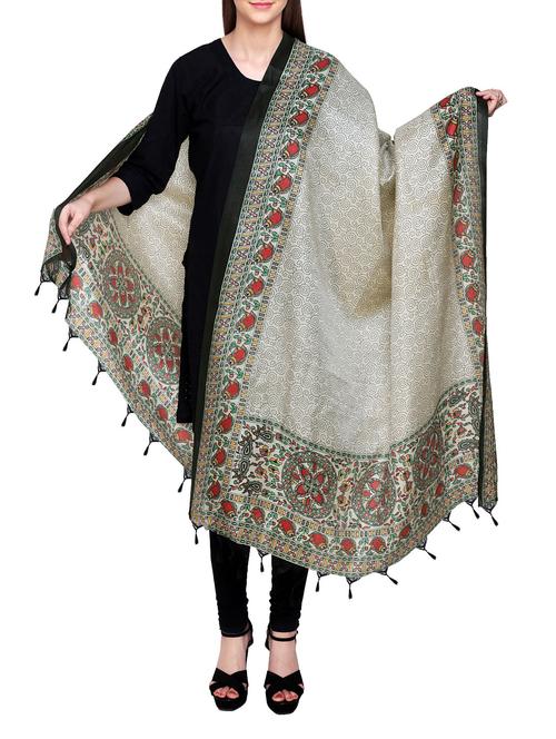 beige poly silk madhubani dupatta - 14546480 - Very Small Image - 1