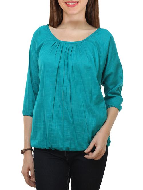 blue cotton blouson top - 14546504 - Standard Image - 1