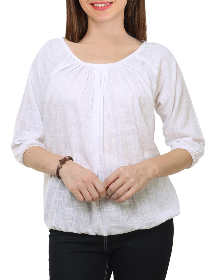 white cotton blouson top - 14546505 - Zoom Image - 1