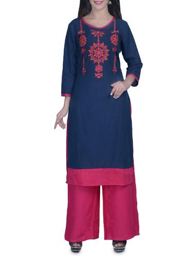 blue cotton straight kurta - 14546558 - Very Small Image - 1