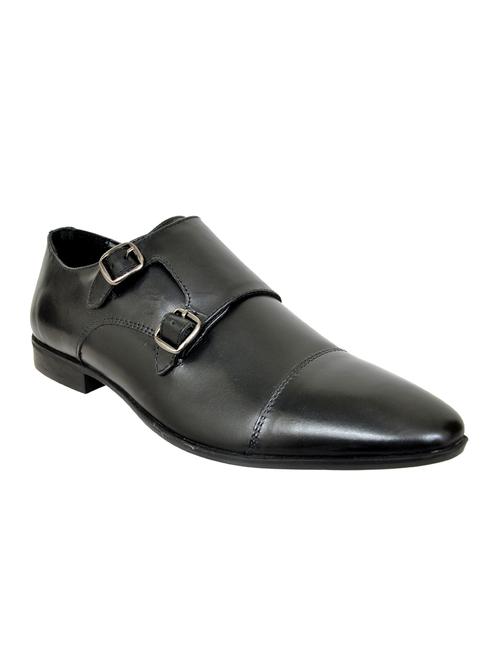 black leather slip on monk straps - 14547191 - Very Small Image - 1