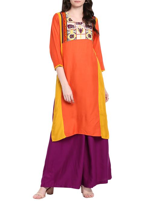 multicolored rayon straight kurta - 14547295 - Very Small Image - 1
