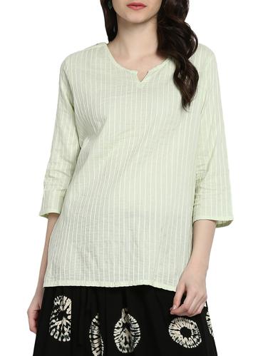 white cotton straight kurti - 14547298 - Very Small Image - 1