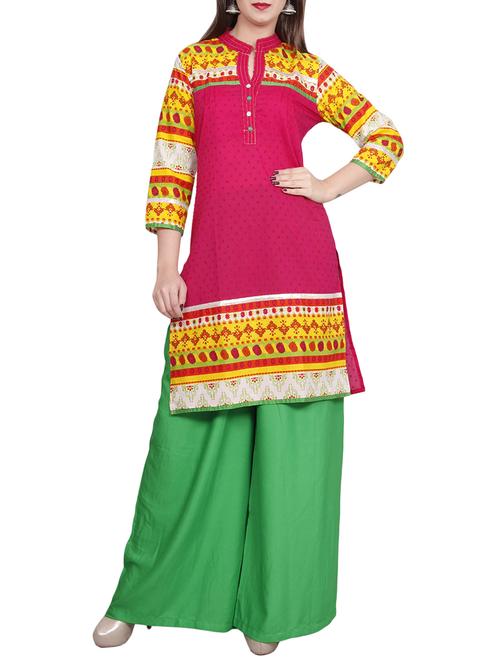 pink cotton straight kurta - 14547308 - Very Small Image - 1