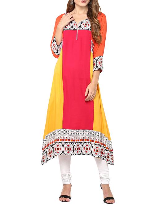 multi viscose aline kurta - 14547318 - Very Small Image - 1