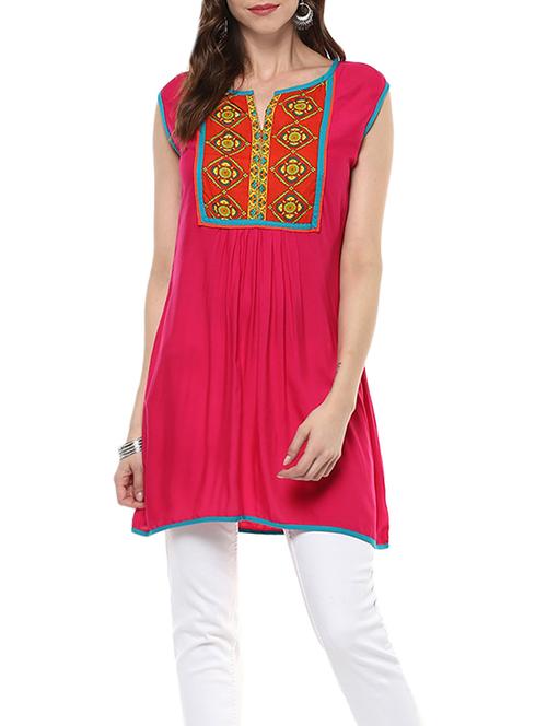 pink cotton aline kurti - 14547336 - Very Small Image - 1