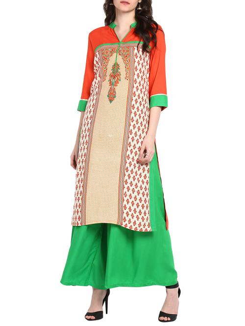 multicolored rayon straight kurta - 14547342 - Very Small Image - 1