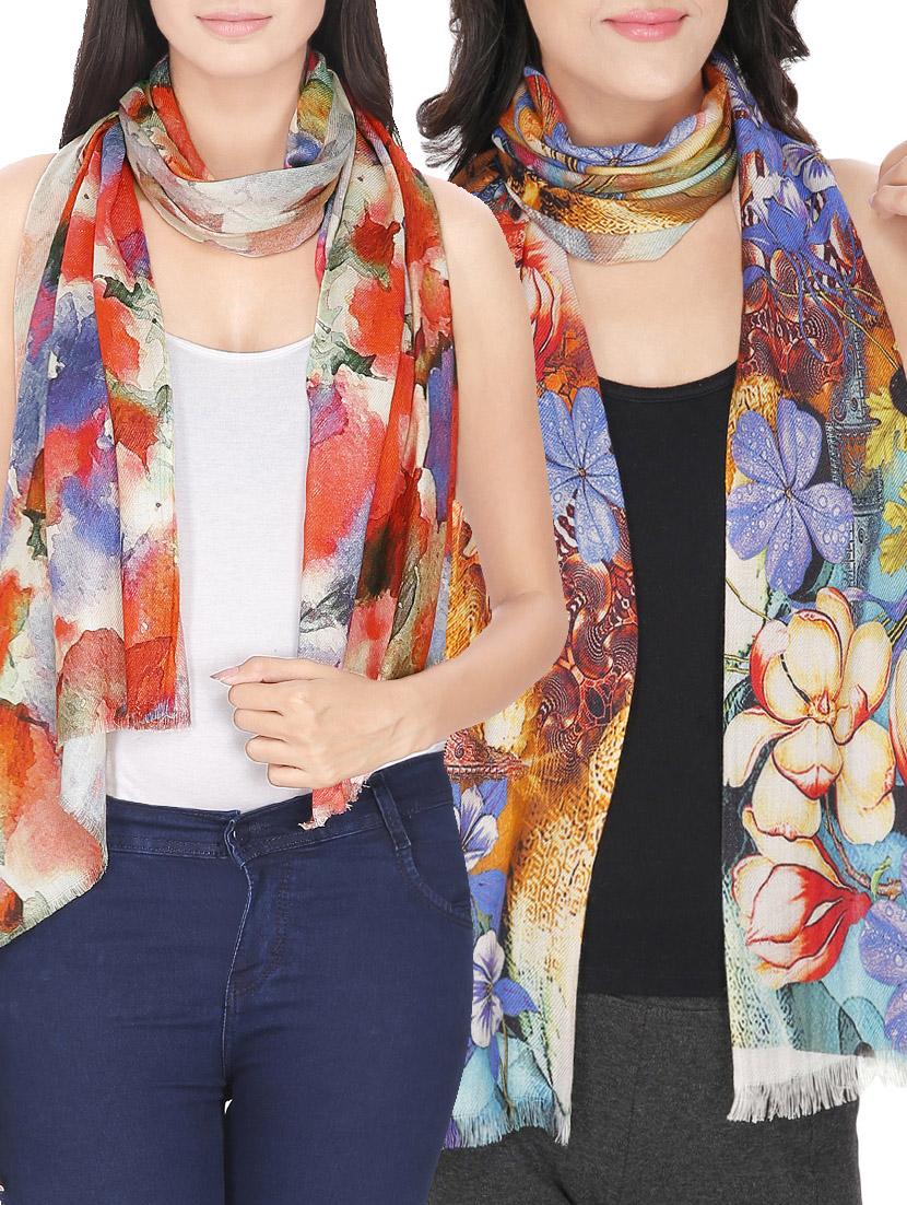 Set of 2 multi colored floral stole - 14547369 - Zoom Image - 1