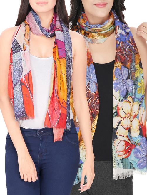 Set of 2 multi colored floral stole - 14547370 - Standard Image - 1