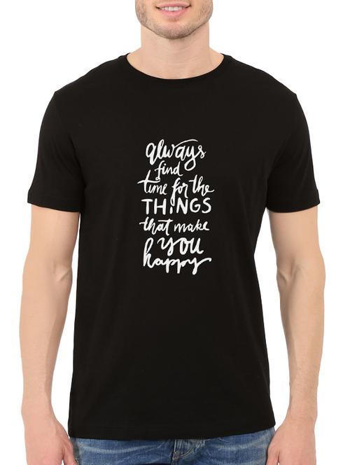 black cotton front print t-shirt - 14547384 - Standard Image - 1