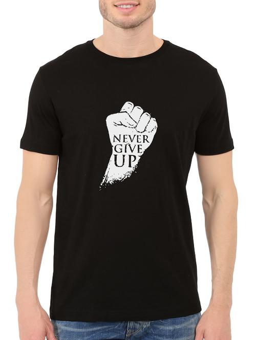 black cotton chest print tshirt - 14547394 - Standard Image - 1