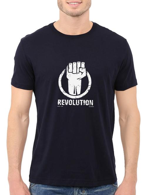 navy blue cotton chest print tshirt - 14547407 - Standard Image - 1