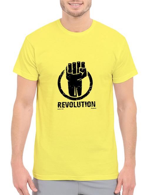 yellow cotton chest print tshirt - 14547412 - Standard Image - 1