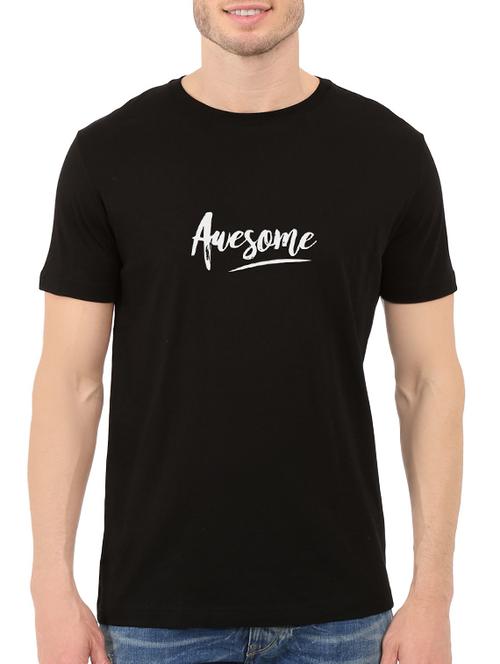 black cotton chest print tshirt - 14547414 - Standard Image - 1