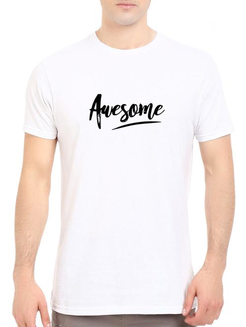white cotton chest print tshirt - 14547421 - Standard Image - 1