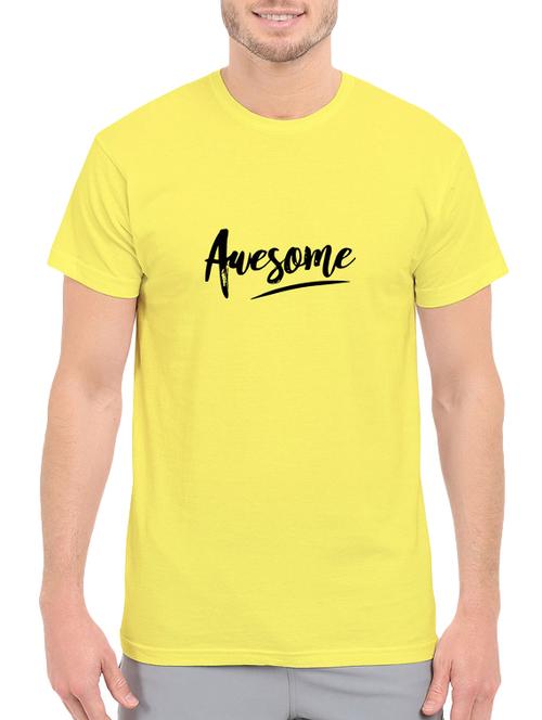 yellow cotton chest print tshirt - 14547422 - Standard Image - 1