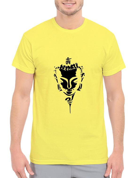 yellow cotton chest print tshirt - 14547428 - Zoom Image - 1