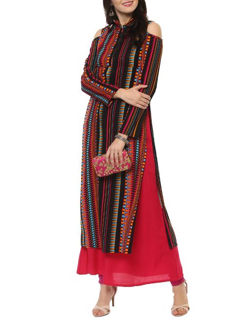 multicolour rayon layered kurta - 14547680 - Very Small Image - 1