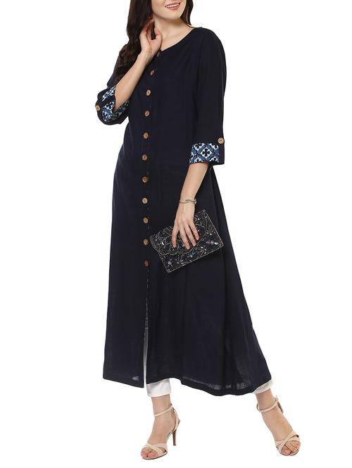 A-line printed yoke kurta - 14547718 - Standard Image - 1