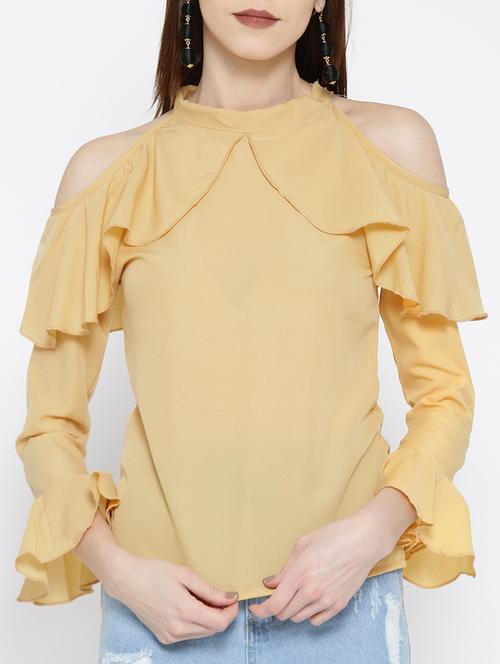 cold shoulder bell sleeved ruffled top - 14547766 - Standard Image - 1