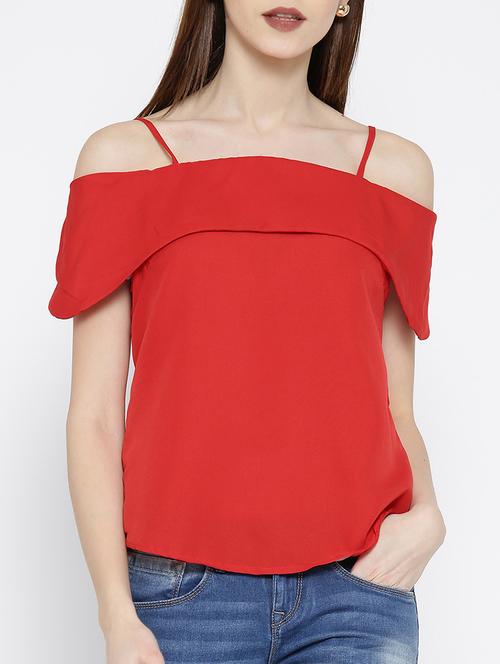 cold shoulder curved hem top - 14547774 - Standard Image - 1