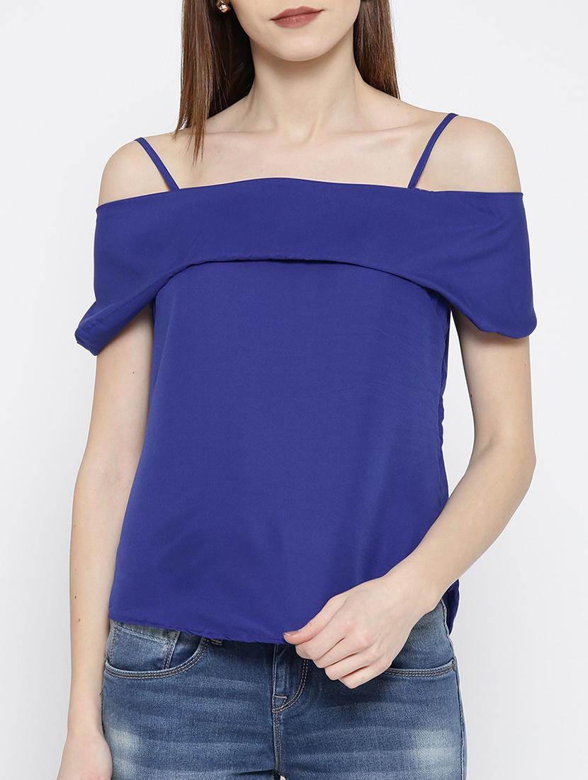 blue cold shoulder top - 14547776 - Zoom Image - 1