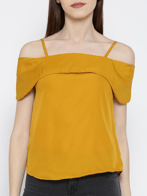 yellow cold shoulder top - 14547780 - Very Small Image - 1