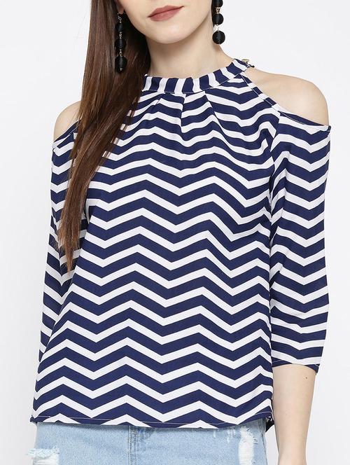 chevron cold shoulder top - 14547790 - Very Small Image - 1