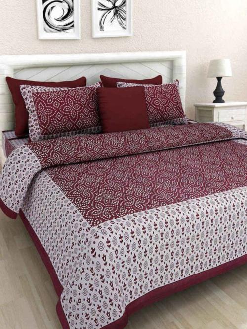 Jaipuri Print Cotton Double Bed Sheet With 2 Pillow Covers - 14547810 - Very Small Image - 1