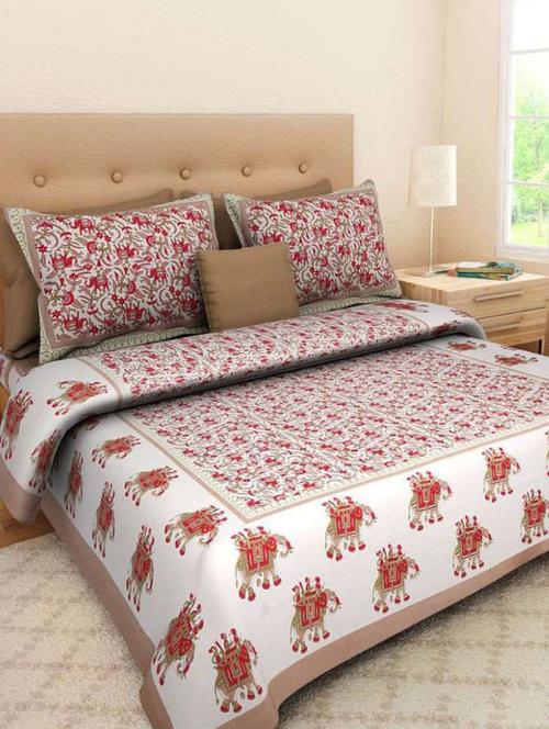 Jaipuri Print Cotton Double Bed Sheet With 2 Pillow Covers - 14547816 - Very Small Image - 1