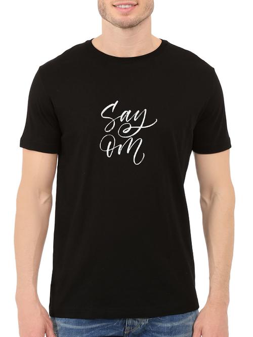 black cotton chest print tshirt - 14547859 - Standard Image - 1