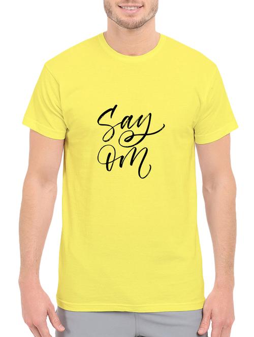 yellow cotton chest print tshirt - 14547867 - Standard Image - 1