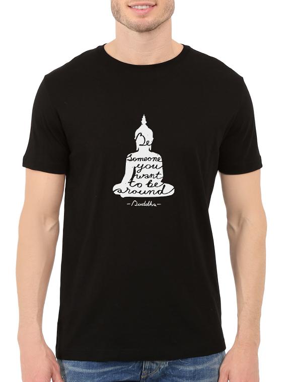 black cotton chest print tshirt - 14547869 - Zoom Image - 1